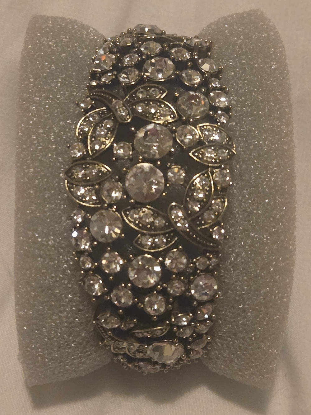 Heidi Daus Silver-Tone Crystal Leaf Statement Cuff Bracelet